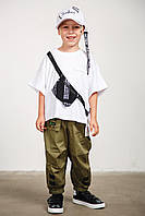 Штаны хлопковые с накладным карманом для мальчика/девочки JO JO