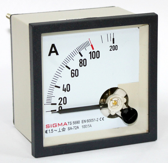Амперметр 0-100А (100/5) щитовий 72х72 мм стрілочний змінний струм