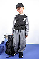 Штани сірого кольору трикотажні спортивні широкі для хлопчика JO JO