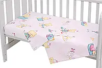 Змінний комплект постільної білизни в дитяче ліжечко Gold SG-03 рожевий (медведи на кораблик)