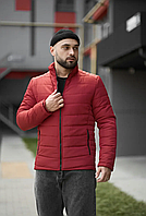 Чоловіча червона куртка весняна осінева без капюшона, Якісна демісезонна куртка червоного кольору модна