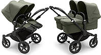 Универсальная коляска 2 в 1 для двойни Bugaboo Donkey 5 Twin, шасси Black/Forest Green текстиль Forest Green