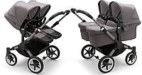 Универсальная коляска 2 в 1 для двойни Bugaboo Donkey 5 Twin, шасси Graphite текстиль Grey Melange (под заказ