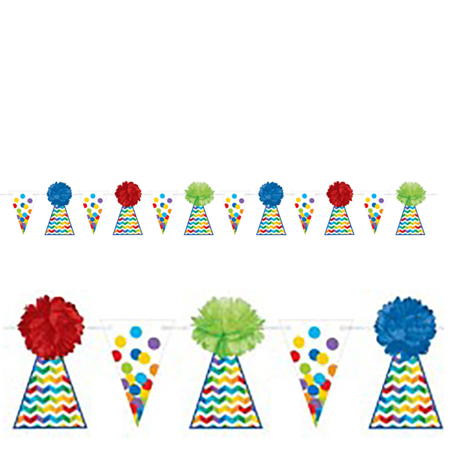 Гірлянда різнокольорова з фантами 365 см