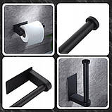 Набір для ванної кімнати тримач для туалетного паперу настінний металевий і 4 гачки, комплект, фото 9