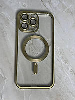 Чехол для iPhone 15 pro max Shining MagSafe золотой с защитными линзами на камеру