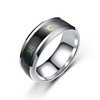 Умное кольцо с термометром Цвет Серебро 18 размер
