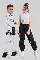 Штаны спортивные легкие с принтом и поясом для мальчика/девочки JO JO