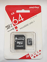 Карта памяти micro SDHC Smartbuy 64GB class 10 (с адаптером)