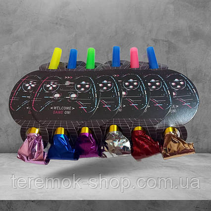 Гудки-язички карнавальні Джойстик свистки дитячі святкові набір дудок для геймерів 6 штук