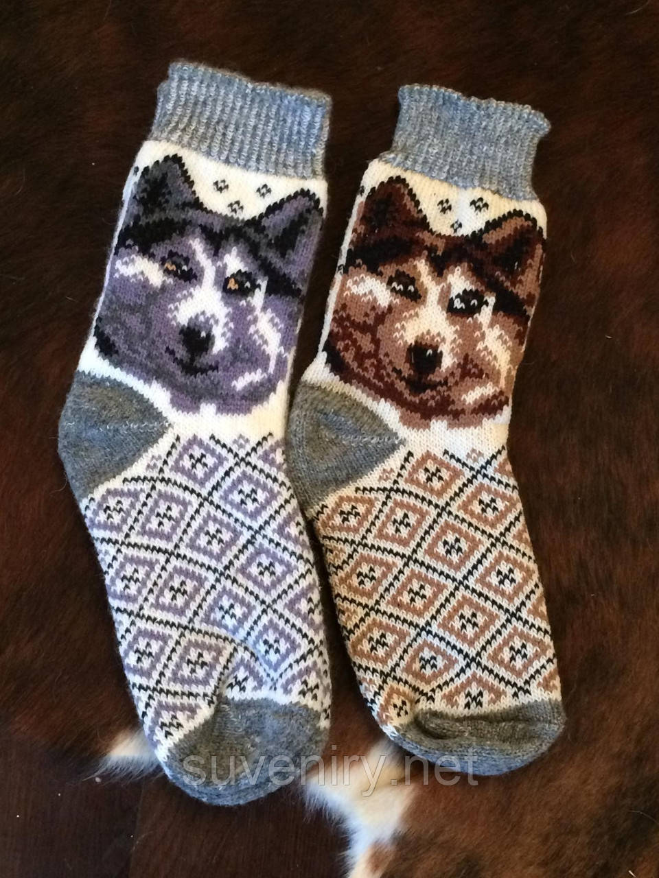 Чоловічі ангорові шкарпетки з малюнком вовка