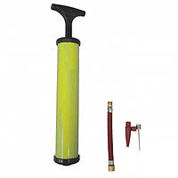 Насос для м'ячів, велосипеда, надувних виробів MS 0569 з еластичною трубкою і насадками (Жовтий)