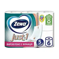 Туалетная бумага Zewa Just 1 белая, 5-слойная, 70 отрывов, 6 рулонов