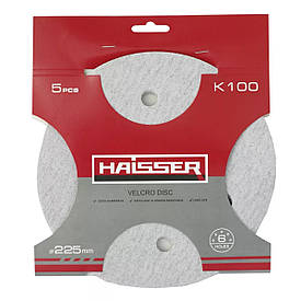 Круг шліфувальний самоклейний з отворами 225 мм, k 100, набір 5 шт Haisser 119683