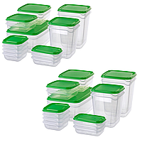 Харчові контейнери IKEA PRUTA 2 набори 34 предмети 601.496.73 Зелені