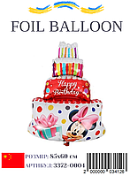 Фольгована куля торт Міні та Мікі Маус червоний 85х60 см (54) в пакованні