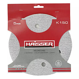 Круг шліфувальний самоклейний з отворами 225 мм, k 150, набір 5 шт. Haisser 119687