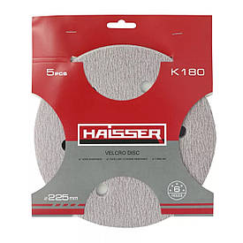 Круг шліфувальний самоклейний з отворами 225 мм, k 180, набір 5 шт. Haisser 119689