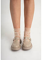 Бежевые женские закрытые туфли из натуральной кожи