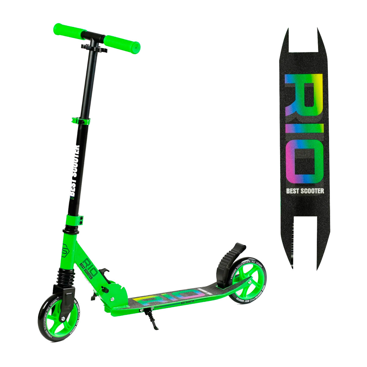 Двоколісний самокат Best Scooter R — 12005 складаний із заднім ножним гальмом, зелений