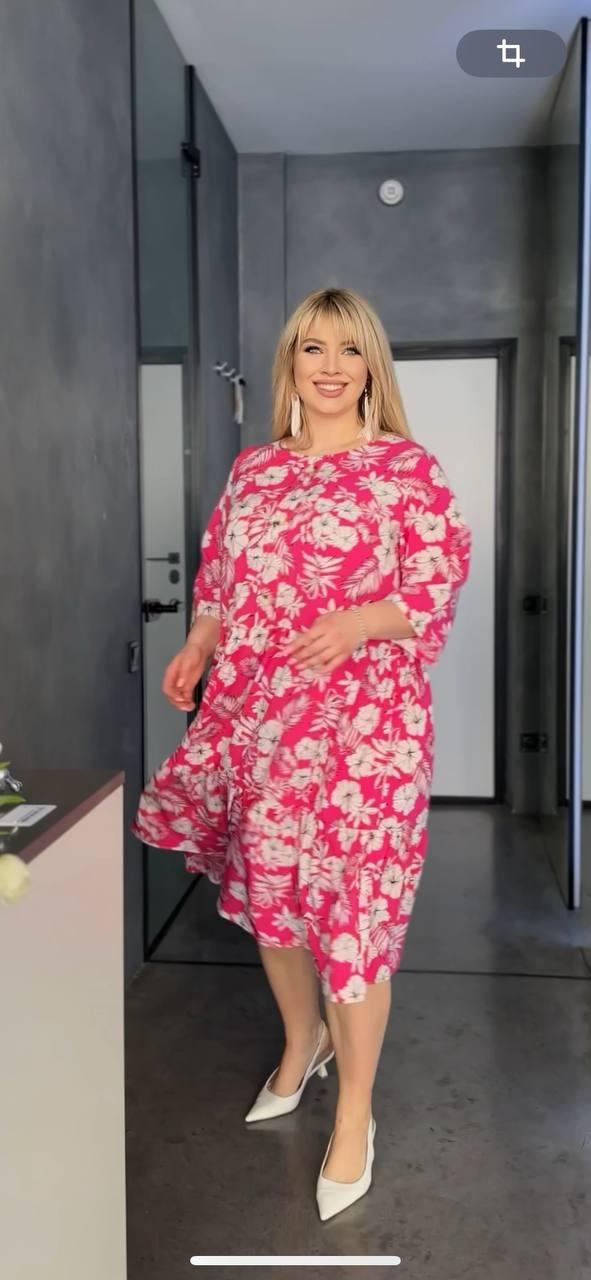 Романтична весняна сукня в ретро стилі з ґудзиками та пишним подолом, батал великі розміри, фото 1