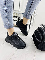 Кросівки жіночі SIYING G382 чорні (весна-осінь, еко-шкіра) (2616)