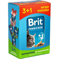 Влажный корм для кошек Brit Premium Cat с курицей для стерилизованных 3+1 100 г (2700000030356) tp