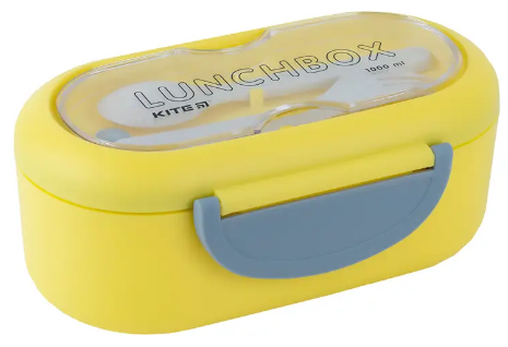Ланч бокс пласт. "Kite" 1000мл з розділювачем,жовтий №K23-185-1(60), фото 1