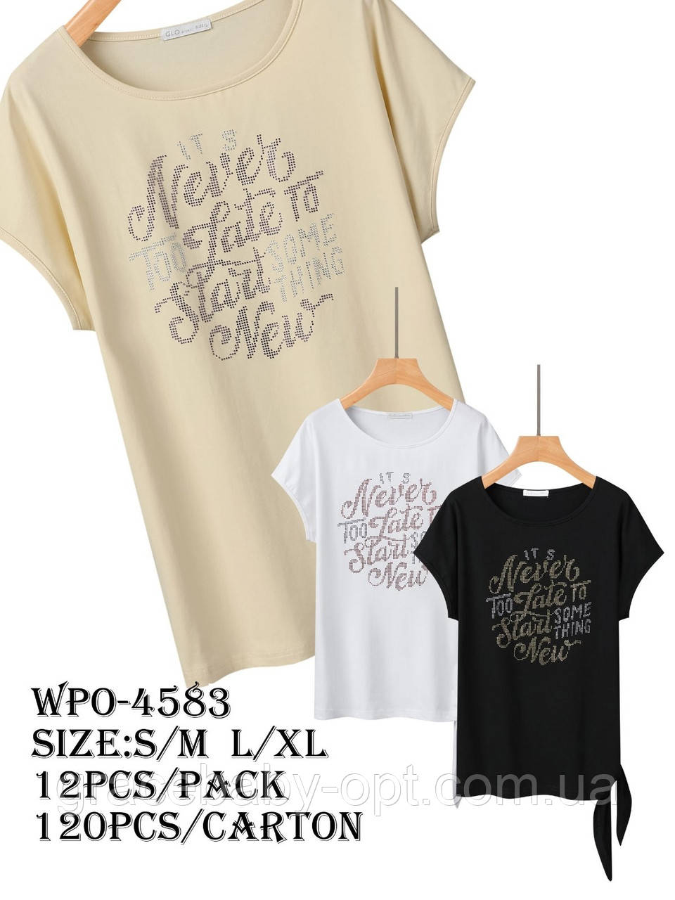 Футболка жіноча оптом, Glo-story, S-XL pp, No WPO-4583