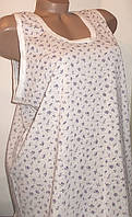 Сорочка майкой женская хлопковая ночная р 50/52 ХL/XXL белая с сиреневыми цветами