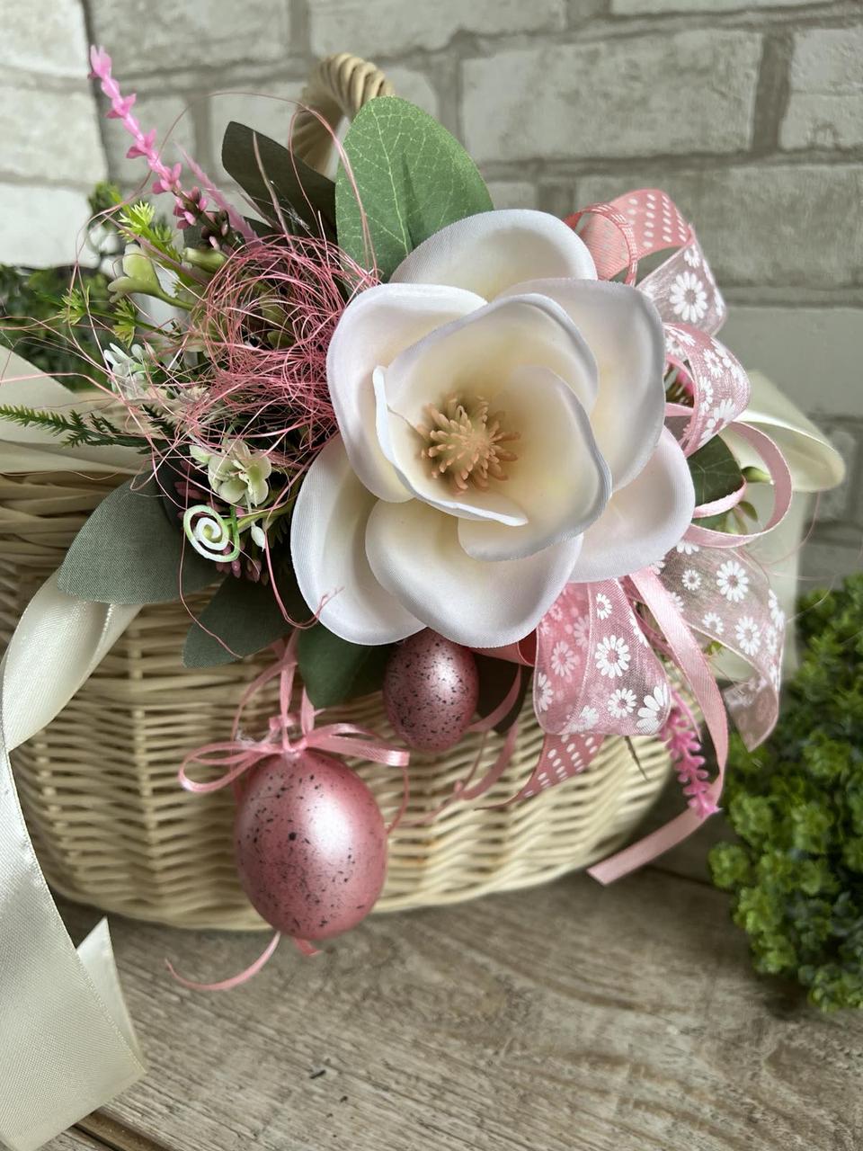 Лента с магнолией на пасхальную корзину, украшение с цветами на ...