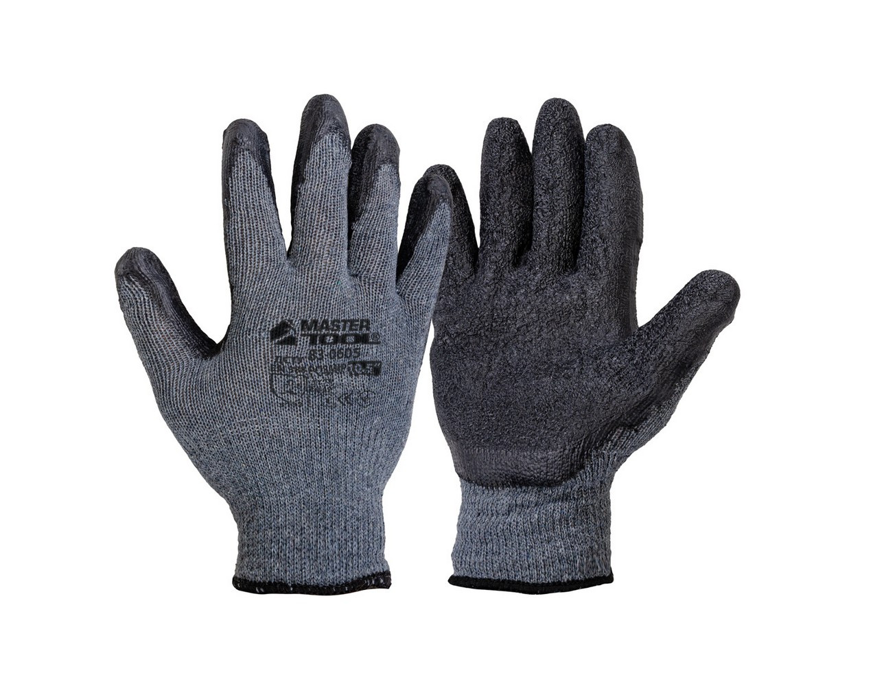 Рукавички бавовняні утеплені MASTERTOOL CRINKLE LATEX COTTON латексне покриття долоні 10.5" підвіс, фото 1