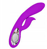 Багатофункціональний вібратор подвійний Boss of toys Daro фіолетовий 9 режимів заряджання USB, фото 8