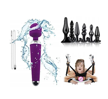 Набір анальних пробок + вібратор 10 режимів + бандаж для ігор БДСМ еротичний набір Night Fantasy