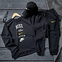 Стильный мужской спортивный костюм Nike весенний спортивный комплект свитшот штаны и кепка