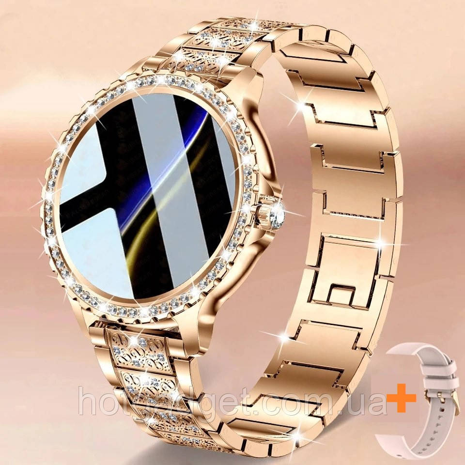 Смарт-годинник жіночий LIGE I70 Gold Diamond Band (розмова, тонометр, пульсоксиметр) 2 ремінці