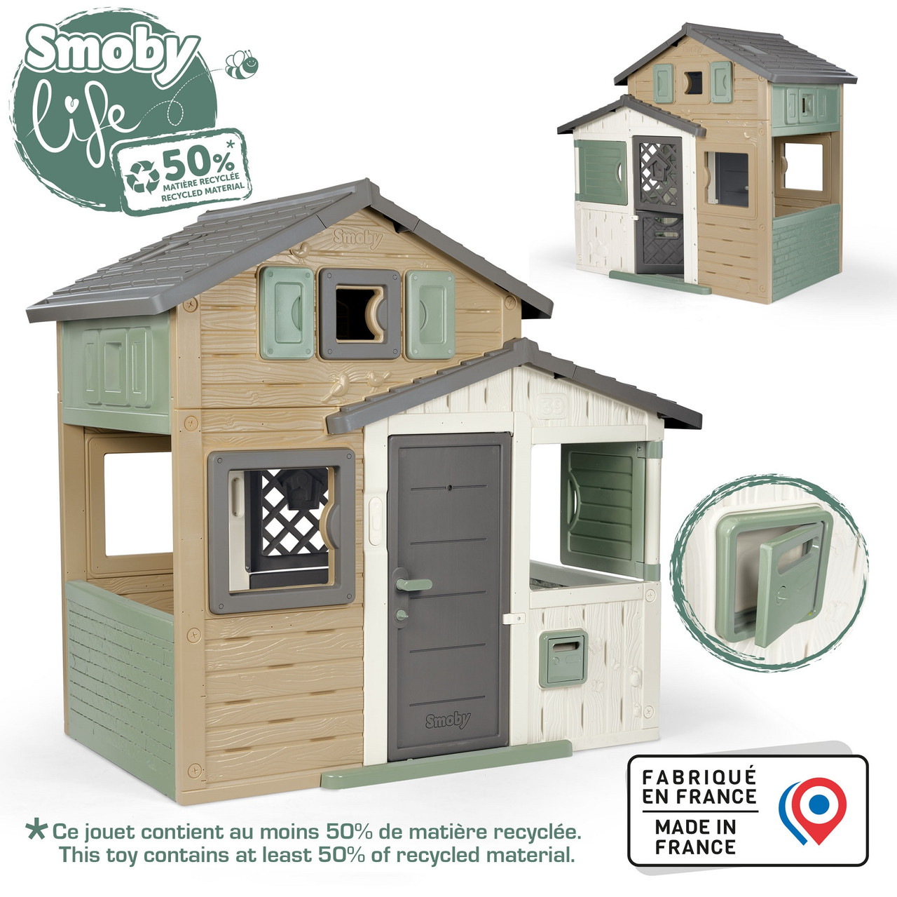 Дім Smoby Green Друзі Ево з поштовою скринькою та вікнами (810205)
