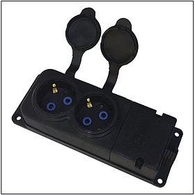 Колодка чорна каучукова з кришкою та заземленням 2 гнізда