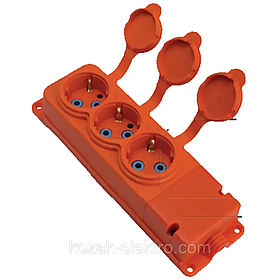 Колодка каучукова жовтогаряча 3-а 16A 250V