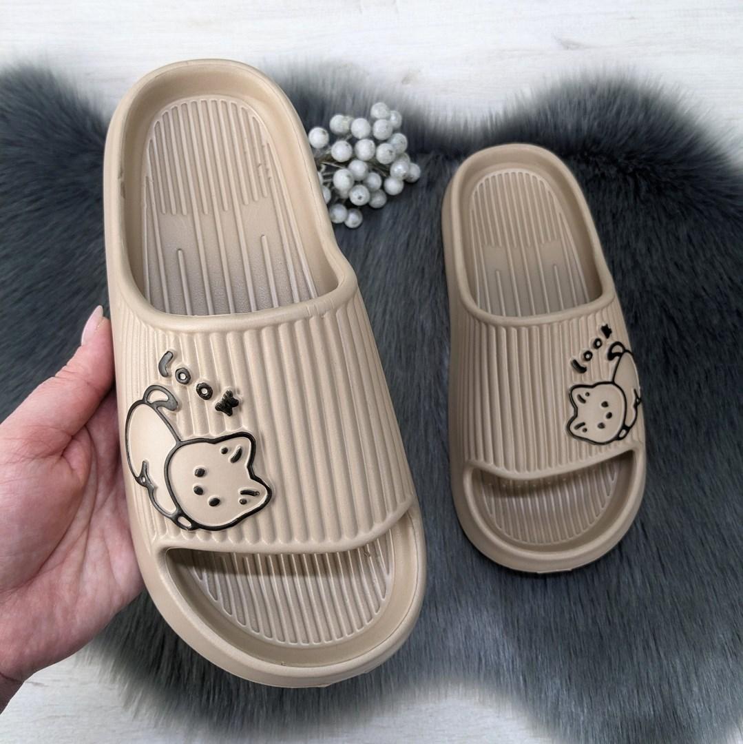 Шльопанці сланці жіночі піна бежеві з котиком 4411