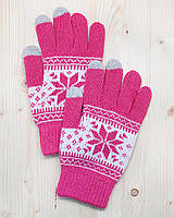 Рукавиці для сенсорних екранів Touch Gloves Snowflake pink (рожеві)