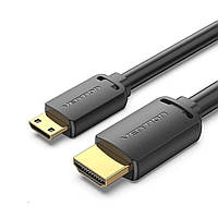 Кабель mini HDMI на HDMI 4K 60Hz Vention HDTV 2.0 male-to-male (1.5m, 4K 60Hz, HDMI2.0). Black