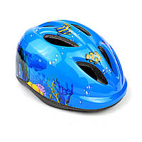 Шлем велосипедный детский "Рыбки" 4-8 лет синий