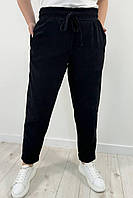 Женские батальные вельветовые демисезонные штаны с карманами