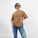 🔸 Жіноча базова футболка тай-дай однотонна, вільного крою, кулірка Туреччина, повсякденна | Норма та батал, фото 3