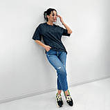 🔸 Жіноча базова футболка тай-дай однотонна, вільного крою, кулірка Туреччина, повсякденна | Норма та батал, фото 4