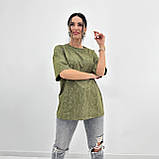 🔸 Жіноча базова футболка тай-дай однотонна, вільного крою, кулірка Туреччина, повсякденна | Норма та батал, фото 2