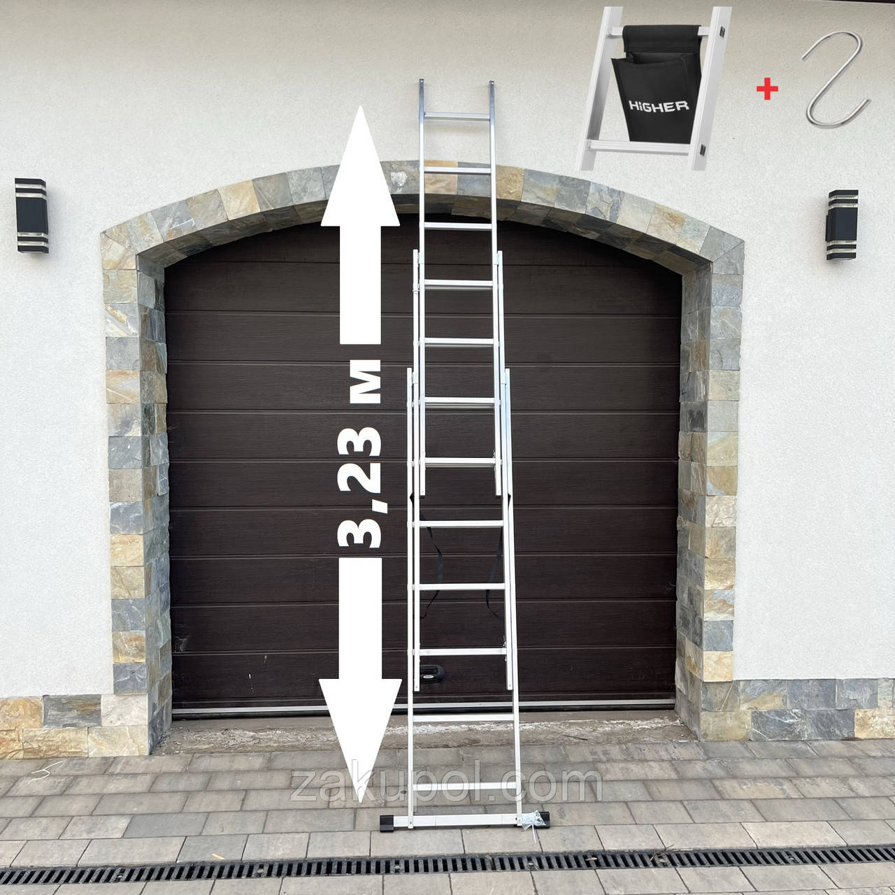 Драбина 3-секційна універсальна HIGHER 3х7 | 3,23 м, фото 1