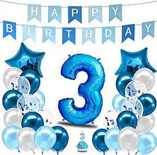 Набір на 3-й день народження з повітряних кульок для фотозони Синій (B095LKZRVZ) 3655
