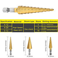 3 шт набор Сверла ступенчатые от 3 до 20мм в чехле код 9682